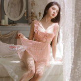 Mesh Nightdress Lingerie Set with T-Back Panties
